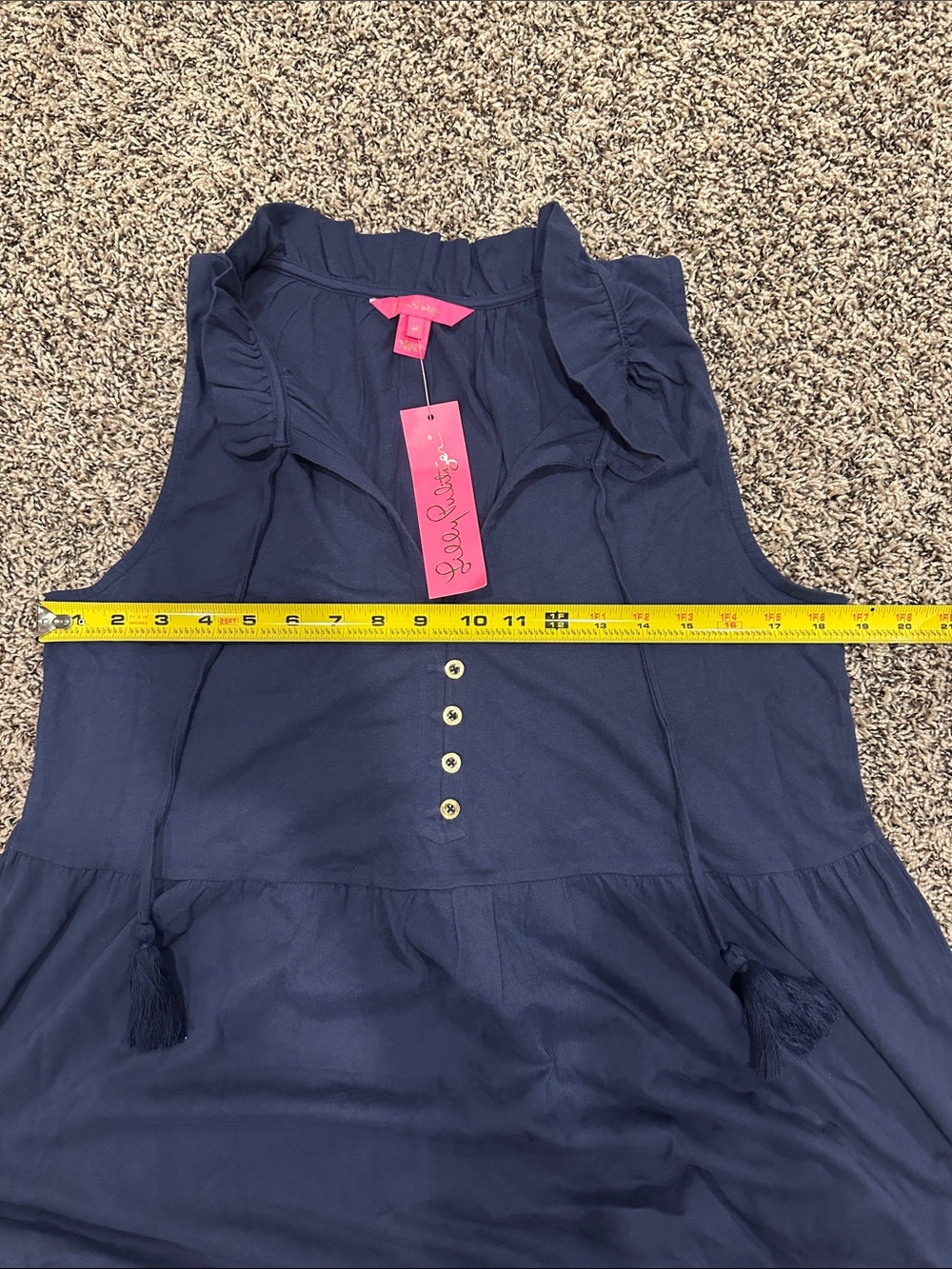 Lilly Pulitzer Navy Sleeveless Tiered Maxi with Gold Buttons - Picture 4 of 4